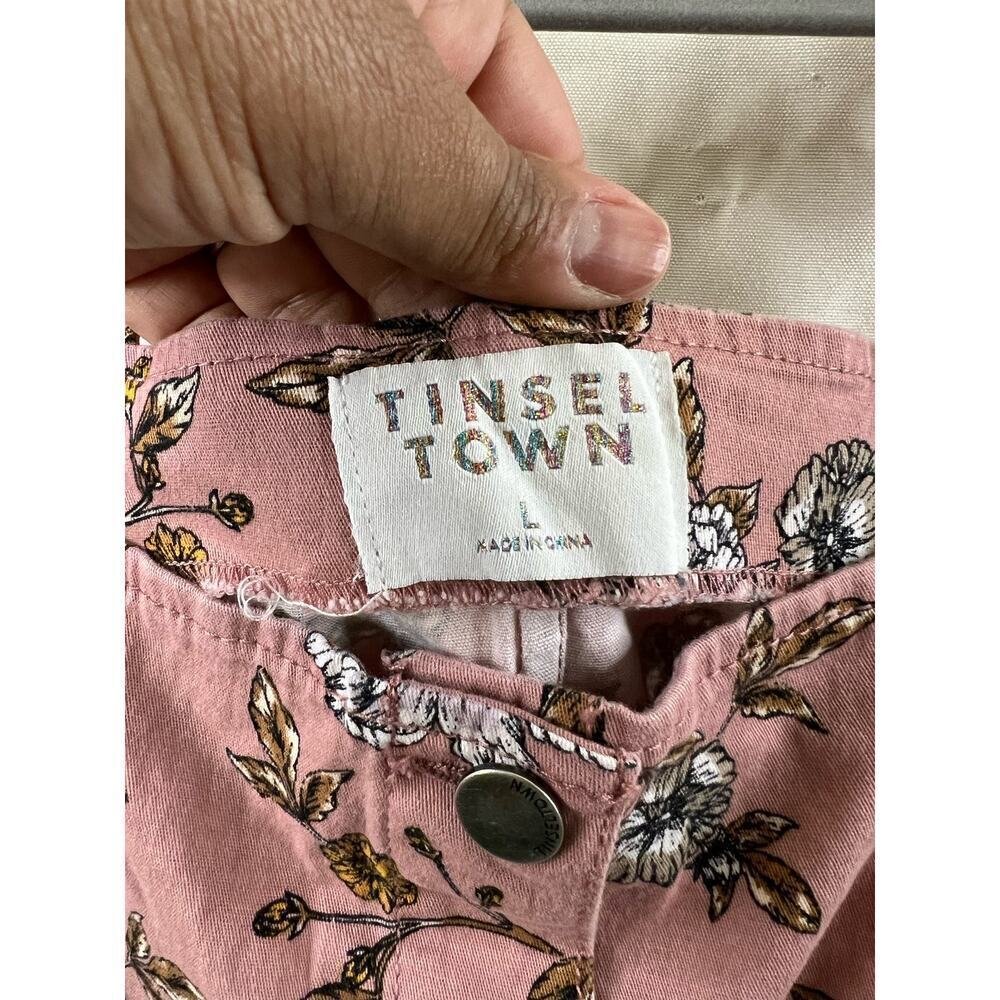 Tinsel Town Pink Floral Overall Dress Size Large - Picture 2 of 4